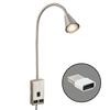 BRILONER Justra lampa na čtení, nastavitelná, 2x USB porty, matný nikl 2175012