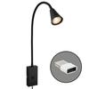 BRILONER Justra lampa na čtení, nastavitelná, 2x USB porty, černá 2175015