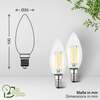BRILONER EEK A 2ks sada E14 LED žárovka, třída A, Filament, 50.000h, 840lm, 4W, teple bílé světlo, svíčka 0553004