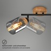 BRILONER Briloner Hema stropní bodové svítidlo, kouřové sklo, nastavitelné, 2-ramenné, dřevěná základna BRILO 2485025