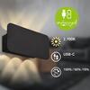 BRILONER LED nabíjecí nástěnné svítidlo 17x9 cm – bezdrátové, stmívatelné, Up/Downlight, dotykový vypínač, černá 3807015