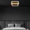 BRILONER Kada LED stropní svítidlo, dekor dřeva, teple bílé světlo, hranaté 34x26 cm, černá/dřevo 3909014