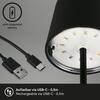BRILONER LED nabíjecí stolní lampa 26 cm 2,6W 150lm černá IP44 BRILO 7423015