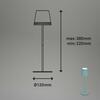 BRILONER LED nabíjecí stolní lampa 38 cm 2,6W 280lm tyrkysová IP44 BRILO 7438-010
