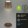 BRILONER LED nabíjecí stolní lampa 38 cm 2,6W 280lm hnědé IP44 BRILO 7438-017