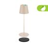 BRILONER Cilano RGBW stolní lampa na baterie IP44, stmívatelná, vč. nabíjecí základny, béžová 7517011