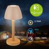 BRILONER Serina Wood stolní lampa - 2,5W, 200lm, bezdrátová, LED, dotykový vypínač, IP44, stmívatelná, béžová/dřevo 7661011