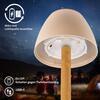 BRILONER Serina Wood stolní lampa - 2,5W, 200lm, bezdrátová, LED, dotykový vypínač, IP44, stmívatelná, béžová/dřevo 7661011