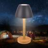 BRILONER Serina Wood stolní lampa - 2,5W, 200lm, bezdrátová, LED, dotykový vypínač, IP44, stmívatelná, antracit/dřevo 7661015