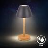 BRILONER Serina Wood stolní lampa - 2,5W, 200lm, bezdrátová, LED, dotykový vypínač, IP44, stmívatelná, antracit/dřevo 7661015
