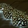 DecoLED LED světelný řetěz na baterie - kovová srdce styl vintage, ledově bílá, 10 diod, 2,8m