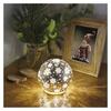 EMOS LED vánoční skleněná koule - vločky, 12 cm, 3x AA, vnitřní, teplá bílá, časovač DCLW28