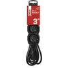 EMOS Prodlužovací kabel 3 m / 3 zásuvky / černý / PVC / 1,5 mm2 PC0313R
