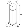 BIG WHITE SQUARE POLE 60, venkovní stojací lampa, TC-TSE, IP44 , hranatá, nerezová ocel 304, D/Š/V 18/18/60 cm, max. 20W 1000345