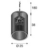 BIG WHITE (SLV) WUD závěsné světlo, E27, válcové, otevřená koncovka kabelu, 1 x max. 60 W, černé 1008047