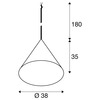 BIG WHITE (SLV) MAGICO 38 závěsné svítidlo, E27, délka závěsu 180cm, 1x max. 10W, matná černá / zlatá 1008505