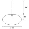 BIG WHITE (SLV) MAGICO 55 závěsné svítidlo, E27, délka závěsu 180 cm, 1x max. 10 W, matná černá barva 1008507