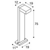 BIG WHITE QUADRASYL 75, venkovní stojací lampa, úsporná žárovka GX53, IP44, hranatá, antracit, D/Š/V 19/22,5/75 cm, max. 11 W 23