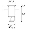 BIG WHITE DASAR MINI 37, venkovní zapuštěné podlahové svítidlo, LED, 3000K, IP67, kulaté, kartáčovaná nerezová ocel, 12–24 V, 2 