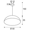 BIG WHITE (SLV) FORCHINI M 50 závěsné svítidlo, E27, délka závěsu 150 cm, 1x max. 40 W, matná černá / matná zlatá 1008537