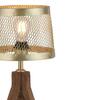 LEUCHTEN DIREKT is JUST LIGHT Stolní lampa, matná mosaz, 1xE27, šňůrový vypínač, dřevo