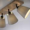 LEUCHTEN DIREKT is JUST LIGHT stropní svítidlo přírodní dřevo 3 ramenné látkové stínidlo nastavitelné a otočné LD 11582-79