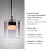 JUST LIGHT LED závěsné svítidlo černé 1-ramenné do jídelny, krokově stmívatelné 3000K