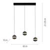 JUST LIGHT Kolekce Schöner Wohnen LED závěsné svítidlo, černé, 3-ramenné, Comfort Lift, krokově stmívatelné 3000K
