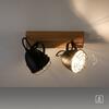 LEUCHTEN DIREKT is JUST LIGHT nástěnné svítidlo vintage retrolook dřevo / kov, 2-ramenné, černá LD 15172-18
