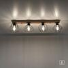 LEUCHTEN DIREKT is JUST LIGHT stropní svítidlo 4 ramenné, dřevodekor, černá, kovové stínítko, rustikální