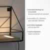 LEUCHTEN DIREKT is JUST LIGHT LED nástěnné svítidlo, police 46x16x20cm, černá, tělo ze dřeva, teplá bílá, vypínač 3000K