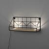 LEUCHTEN DIREKT is JUST LIGHT LED nástěnné svítidlo, police 46x16x20cm, černá, tělo ze dřeva, teplá bílá, vypínač 3000K