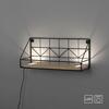 LEUCHTEN DIREKT is JUST LIGHT LED nástěnné svítidlo, police 46x16x20cm, černá, tělo ze dřeva, teplá bílá, vypínač 3000K