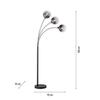 LEUCHTEN DIREKT is JUST LIGHT stojací svítidlo 3 ramenné černá kouřové sklo moderní nastavitelné LD 15422-18