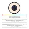 LEUCHTEN DIREKT is JUST LIGHT LED stropní svítidlo, černá, CCT, RGB, dálkový ovladač, stmívatelné, paměťová funkce RGB+2700-5000K