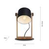 LEUCHTEN DIREKT is JUST LIGHT stolní lampa, černá, šňůrový vypínač, imitace dřeva, industriální design