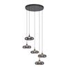 JUST LIGHT Kolekce Schöner Wohnen LED závěsné svítidlo POSH, šedé, 5-ramenné, stmívatelné, SimplyDim 3000K
