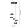 JUST LIGHT Kolekce Schöner Wohnen LED závěsné svítidlo POSH, šedé, 5-ramenné, stmívatelné, SimplyDim 3000K