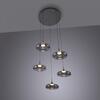 JUST LIGHT Kolekce Schöner Wohnen LED závěsné svítidlo POSH, šedé, 5-ramenné, stmívatelné, SimplyDim 3000K