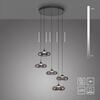 JUST LIGHT Kolekce Schöner Wohnen LED závěsné svítidlo POSH, šedé, 5-ramenné, stmívatelné, SimplyDim 3000K