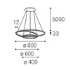 LED2 3271153D Závěsné svítidlo CIRCLE 3 P-Z, B DALI/PUSH 136W 3000K/4000K černá