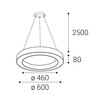 LED2 3273851D Závěsné svítidlo SATURN SLIM 60 P-Z, W DALI/PUSH DIM 50W 2CCT 3000K/4000K bílá