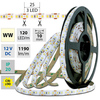 McLED LED pásek SMD2835 teple bílá, DC12V, IP20, 10mm, bílý PCB pásek, 120 led/metr 14W ML-121.367.60.0