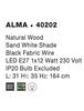 NOVA LUCE stojací lampa ALMA přírodní dřevo bílé stínidlo černý kabel E27 1x12W bez žárovky 40202