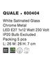NOVA LUCE nástěnné svítidlo QUALE matné bílé sklo chromovaný kov E27 1x12W 600404