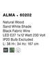 NOVA LUCE stojací lampa ALMA přírodní dřevo bílé stínidlo černý kabel E27 1x12W bez žárovky 60202