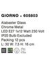 NOVA LUCE nástěnné svítidlo GIORNO alabastrové sklo chromovaný kov E27 1x12W 605803