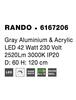 NOVA LUCE závěsné svítidlo RANDO šedý hliník a akryl LED 42W 230V 3000K IP20 6167206