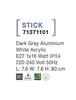 NOVA LUCE venkovní sloupkové svítidlo STICK tmavě šedý hliník bílý akryl E27 1x12W 220-240V IP54 bez žárovky 71371101