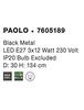 NOVA LUCE závěsné svítidlo PAOLO závěsné svítidlo matný černý kov černá a bílý kabel E27 3x12W 7605189